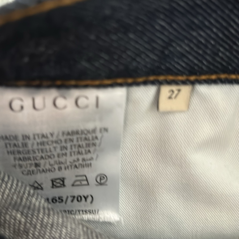 - Gucci GG Pattern Cuff Jeans Dark Blue Camel * these are authentic* - Picture 4 of 9
